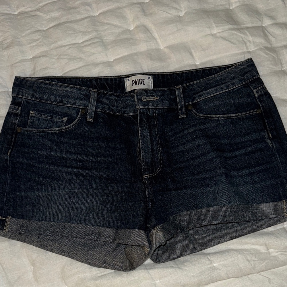 PAIGE Women's Deep Indigo Jean Shorts
